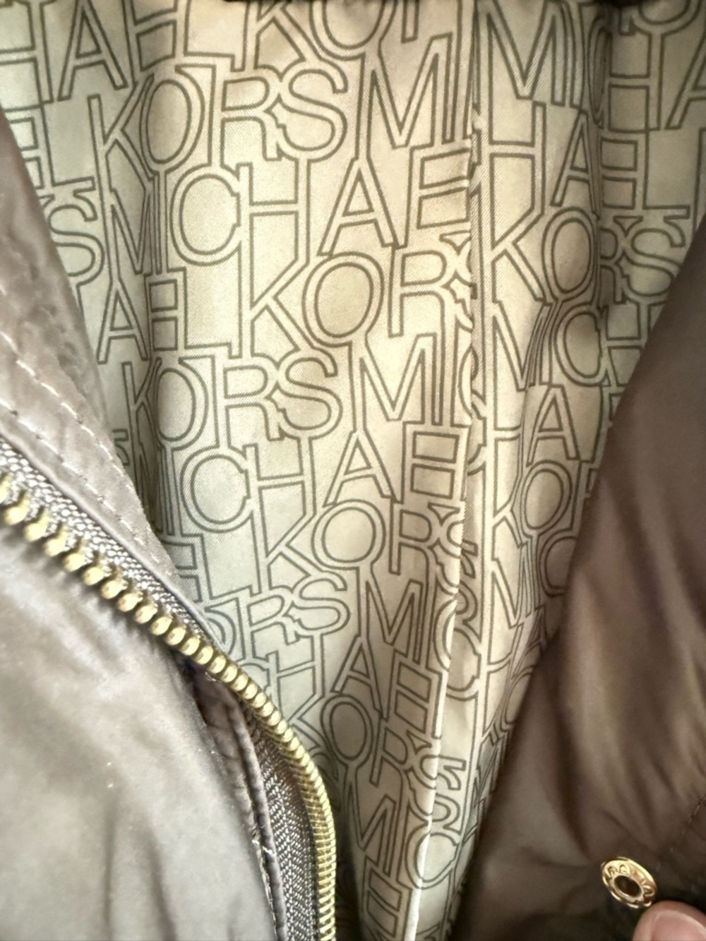 Michael Kors Quilted Brown Utility Jacket with Gold-Tone Hardware - Picture 9 of 10